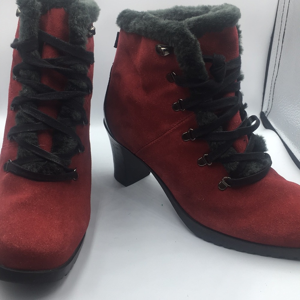 Sporto Waterproof Red/Black Fur Heel Boots
